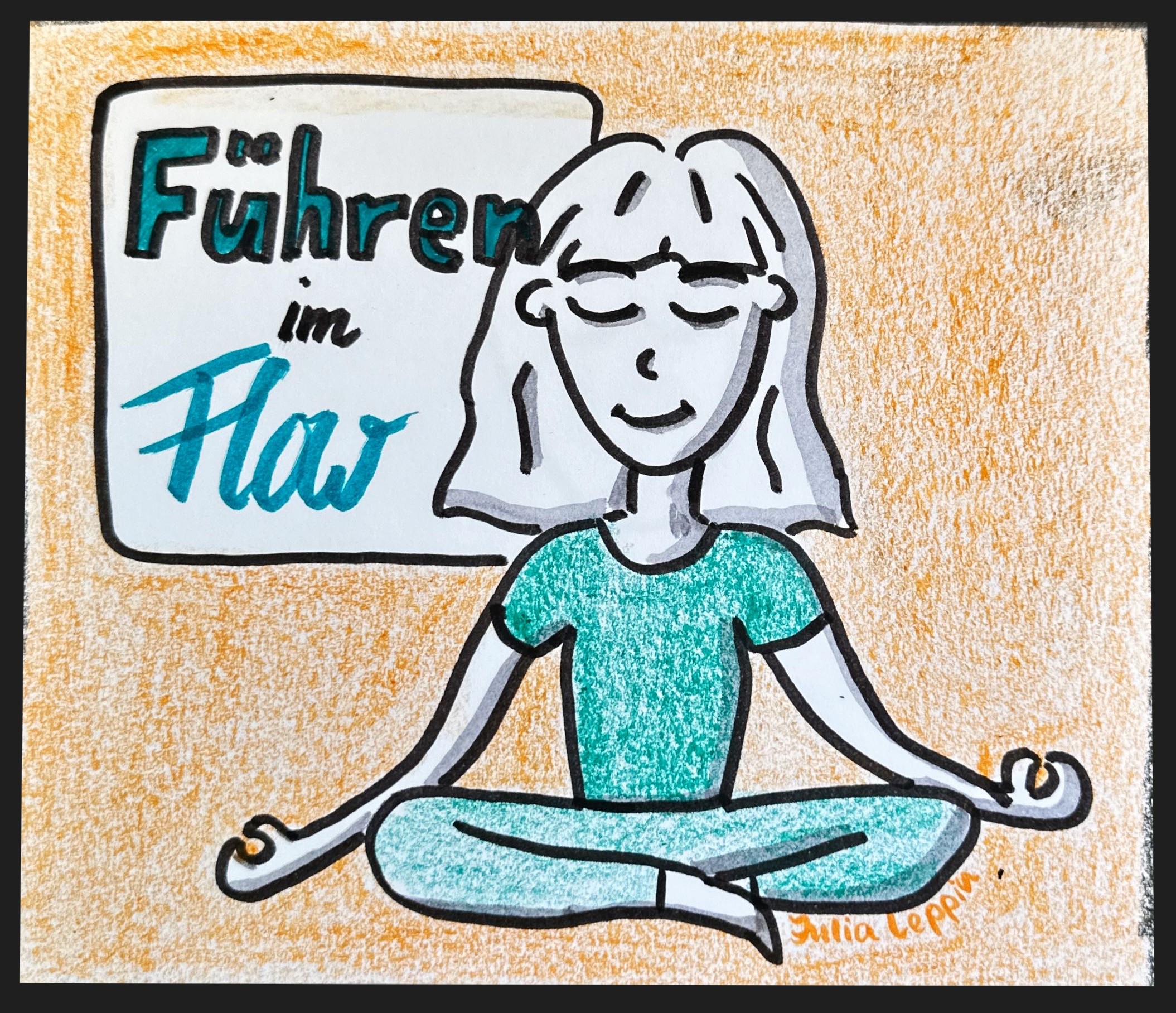 Führen im Flow Eine weibliche Führungskraft meditiert, weil sie Führen im Flow erlebt