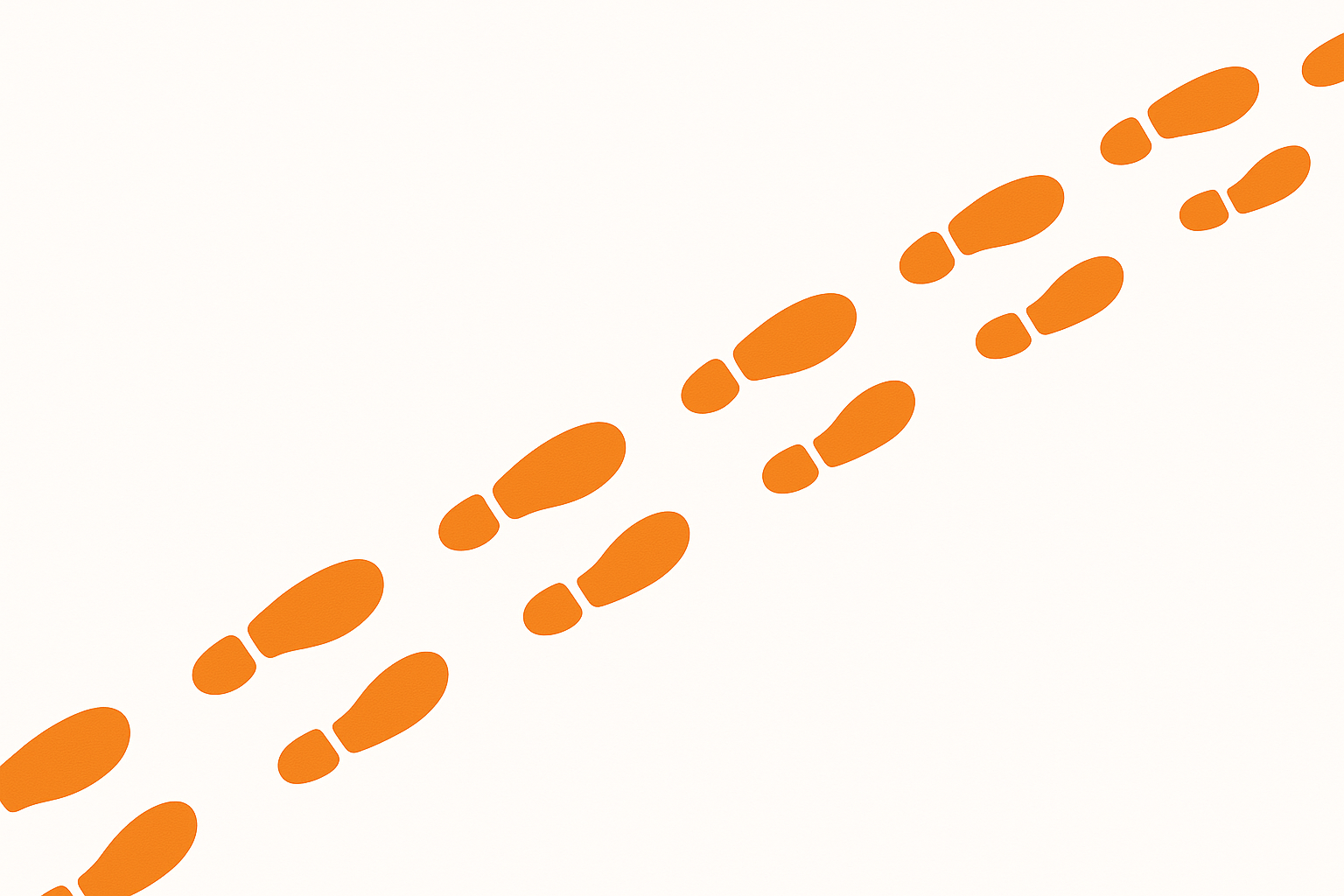 Orange Fußabdrücke im minimalistischen Design Orange Fußabdrücke im minimalistischen Design